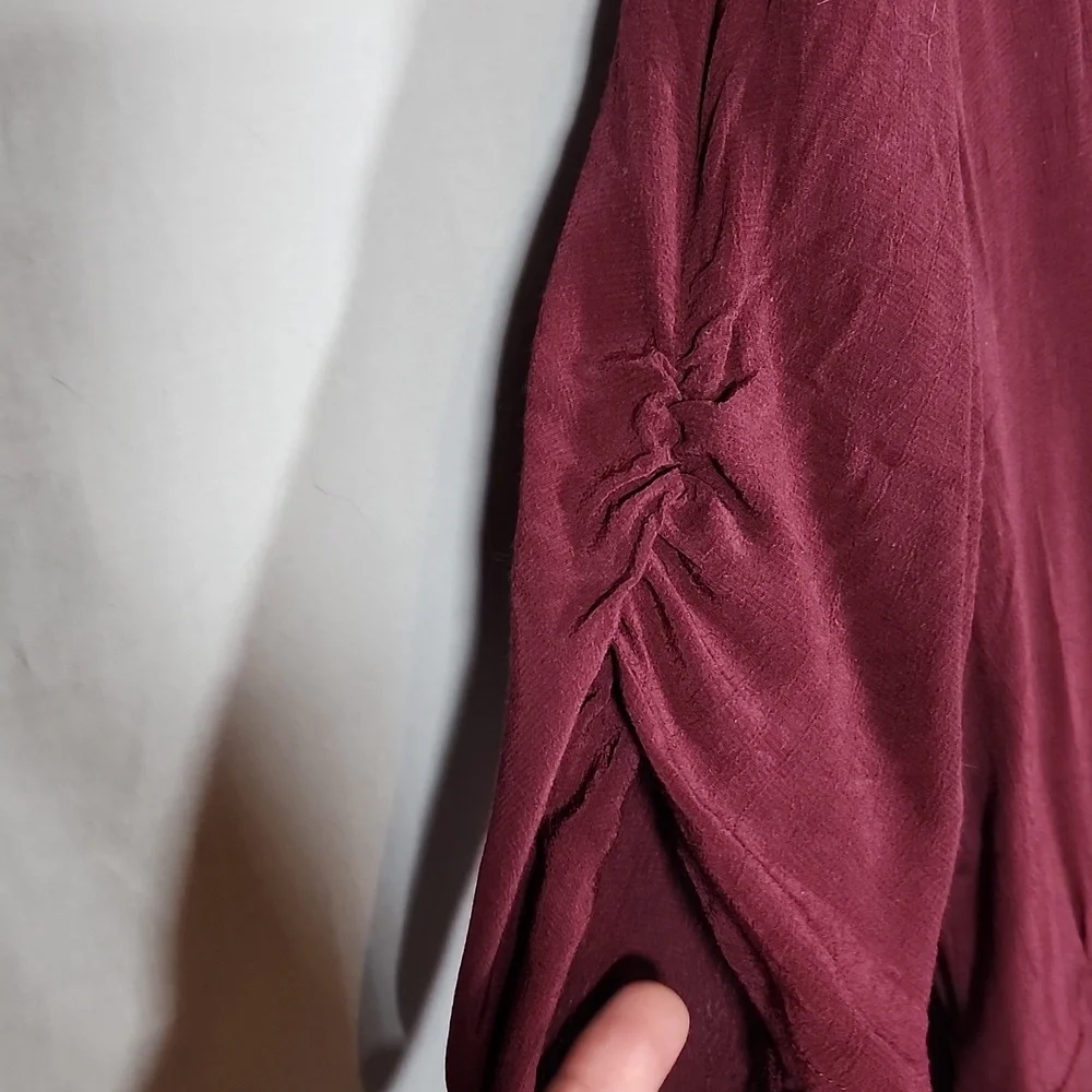 Lucky Brand Burgundy Wrap Dress Size L - Picture 2 of 5
